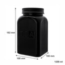 REGENT BLACK RIBBED SQUARE GLASS CANISTERS (TEA|COFFEE|SUGAR) 3 PCE SET, 1.2LT