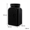 REGENT BLACK RIBBED SQUARE GLASS CANISTERS (TEA|COFFEE|SUGAR) 3 PCE SET, 1.2LT