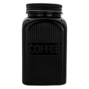 REGENT BLACK RIBBED SQUARE GLASS CANISTERS (TEA|COFFEE|SUGAR) 3 PCE SET, 1.2LT