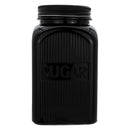 REGENT BLACK RIBBED SQUARE GLASS CANISTERS (TEA|COFFEE|SUGAR) 3 PCE SET, 1.2LT