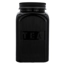 REGENT BLACK RIBBED SQUARE GLASS CANISTERS (TEA|COFFEE|SUGAR) 3 PCE SET, 1.2LT