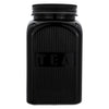 REGENT BLACK RIBBED SQUARE GLASS CANISTERS (TEA|COFFEE|SUGAR) 3 PCE SET, 1.2LT