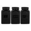 REGENT BLACK RIBBED SQUARE GLASS CANISTERS (TEA|COFFEE|SUGAR) 3PCS SET, 1.2L