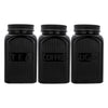 REGENT BLACK RIBBED SQUARE GLASS CANISTERS (TEA|COFFEE|SUGAR) 3 PCE SET, 1.2LT