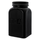 REGENT BLACK RIBBED SQUARE GLASS CANISTERS (TEA|COFFEE|SUGAR) 3 PCE SET, 1.2LT