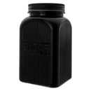 REGENT BLACK RIBBED SQUARE GLASS CANISTERS (TEA|COFFEE|SUGAR) 3 PCE SET, 1.2LT