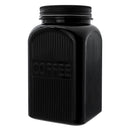 REGENT BLACK RIBBED SQUARE GLASS CANISTERS (TEA|COFFEE|SUGAR) 3 PCE SET, 1.2LT