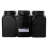 REGENT BLACK RIBBED SQUARE GLASS CANISTERS (TEA|COFFEE|SUGAR) 3PCS SET, 1.2L