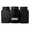 REGENT BLACK RIBBED SQUARE GLASS CANISTERS (TEA|COFFEE|SUGAR) 3 PCE SET, 1.2LT