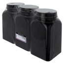 REGENT BLACK RIBBED SQUARE GLASS CANISTERS (TEA|COFFEE|SUGAR) 3 PCE SET, 1.2LT