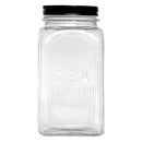 REGENT RIBBED SQUARE GLASS CANISTERS (TEA|COFFEE|SUGAR) 3 PCE SET, 1.2LT(182X100X100)