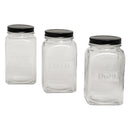 REGENT RIBBED SQUARE GLASS COFFEE CANISTER WITH BLACK LID, 1.2LT (182X100X100MM)