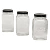 REGENT RIBBED SQUARE GLASS COFFEE CANISTER WITH BLACK LID, 1.2LT (182X100X100MM)