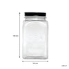 REGENT RIBBED SQUARE GLASS TEA CANISTER WITH BLACK LID, 1.2L