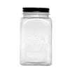 REGENT RIBBED SQUARE GLASS TEA CANISTER WITH BLACK LID, 1.2L