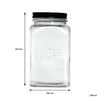 REGENT RIBBED SQUARE GLASS COFFEE CANISTER WITH BLACK LID, 1.2L
