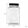REGENT RIBBED SQUARE GLASS COFFEE CANISTER WITH BLACK LID, 1.2L