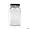 REGENT RIBBED SQUARE GLASS SUGAR CANISTER WITH BLACK LID, 1.2L