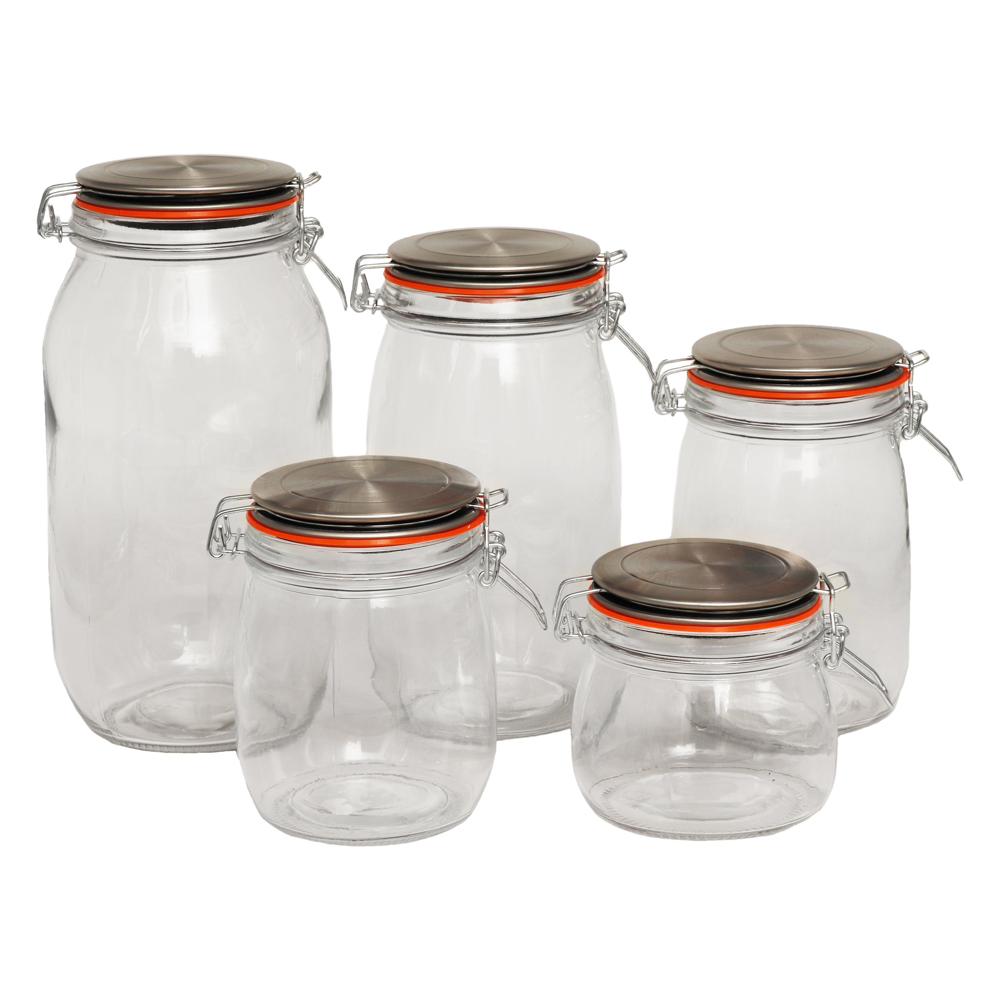 REGENT ROUND HERMETIC GLASS CANISTER WITH CLIP-SEAL METAL LID, 2L