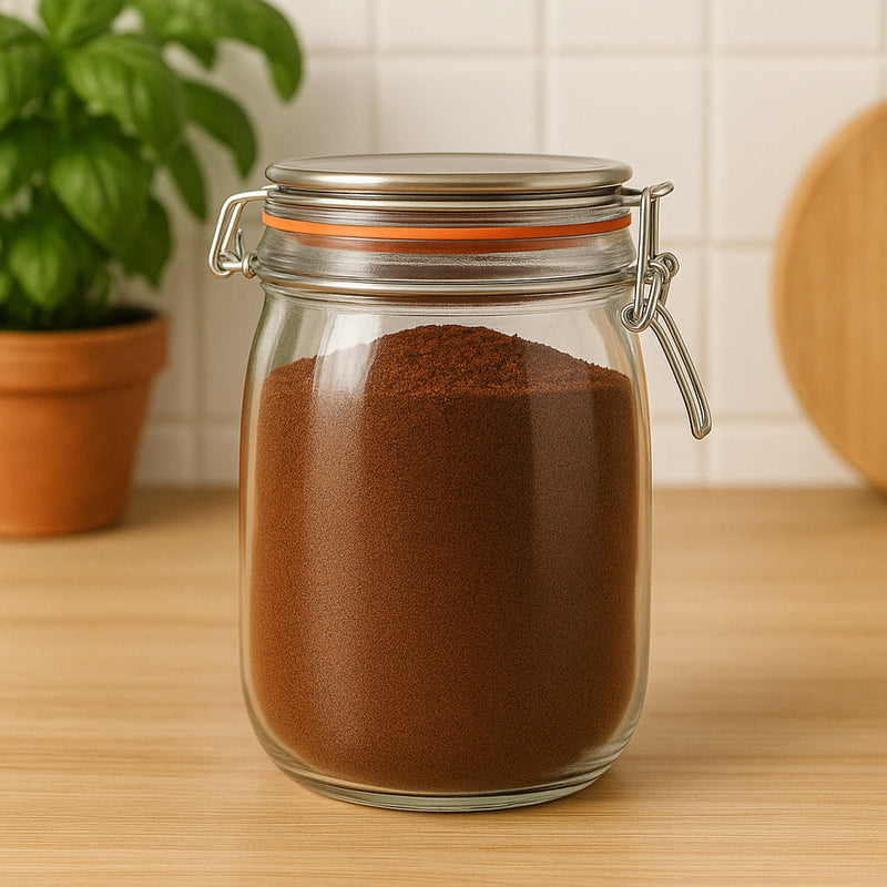 REGENT ROUND HERMETIC GLASS CANISTER WITH CLIP-SEAL METAL LID, 1L