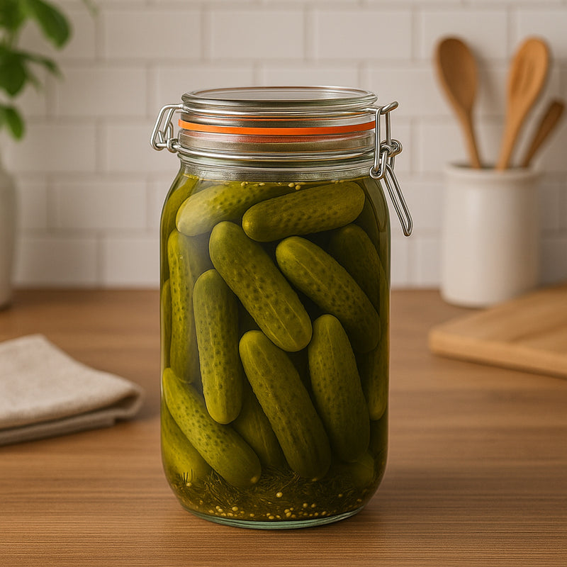 REGENT ROUND HERMETIC GLASS CANISTER WITH CLIP-SEAL METAL LID, 2L