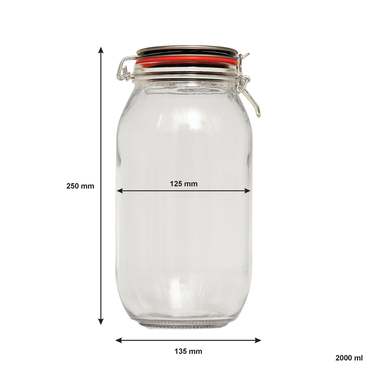 REGENT ROUND HERMETIC GLASS CANISTER WITH CLIP-SEAL METAL LID, 2L