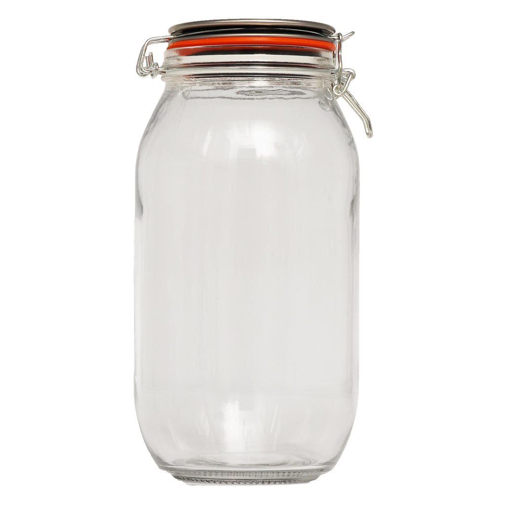 REGENT ROUND HERMETIC GLASS CANISTER WITH CLIP-SEAL METAL LID, 2L
