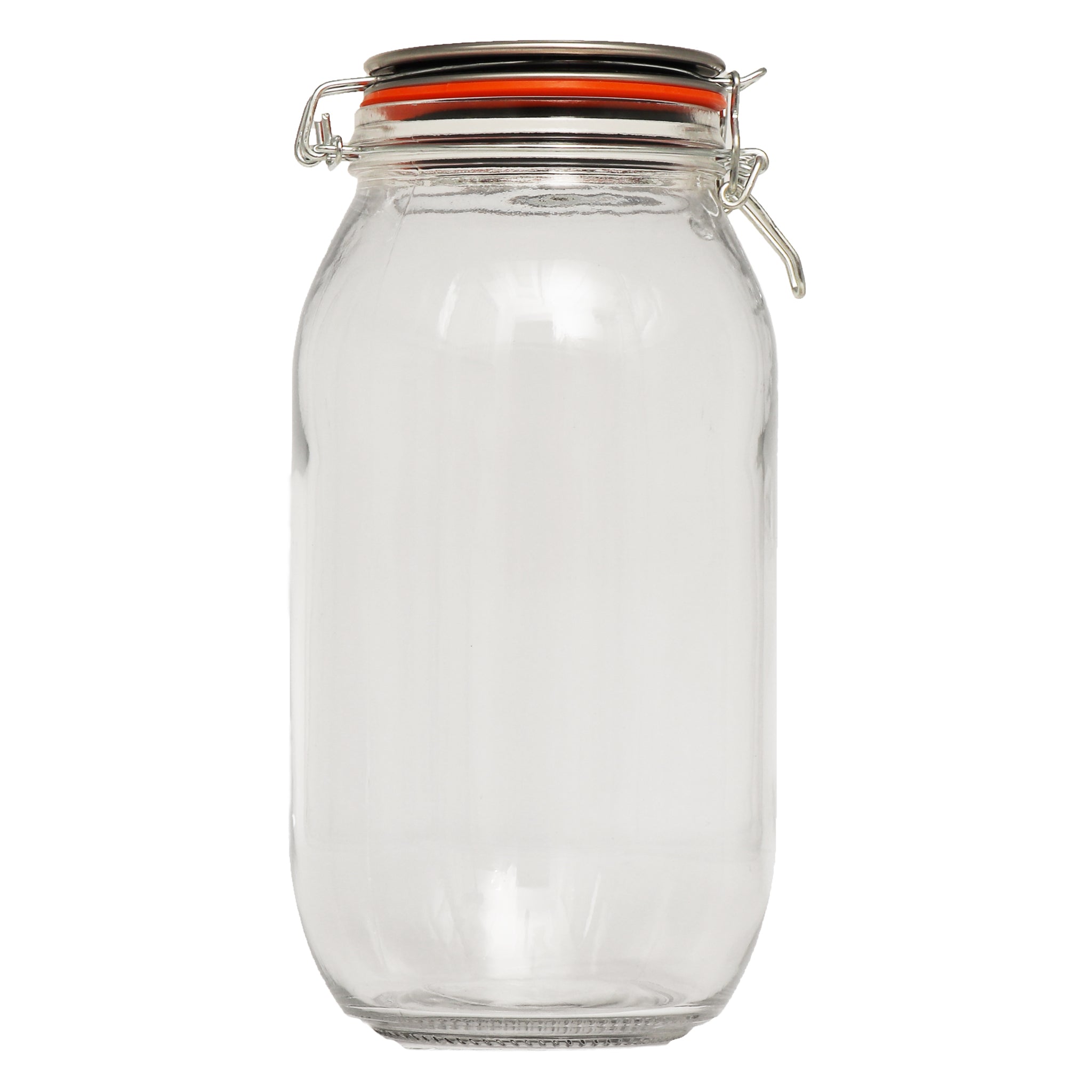 REGENT ROUND HERMETIC GLASS CANISTER WITH CLIP-SEAL METAL LID, 2L
