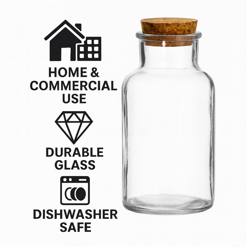 REGENT GLASS BOTTLE WITH CORK LID, 550ML