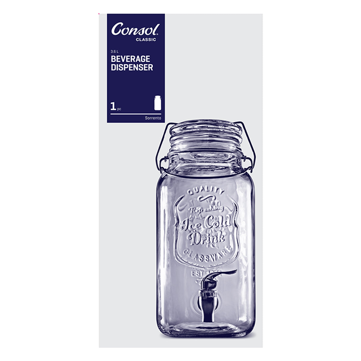 CONSOL SORRENTO CLIP-TOP BEVERAGE DISPENSER, 3.6L
