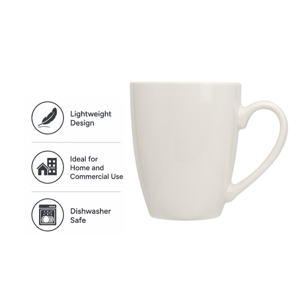 REGENT WHITE BULLET SHAPE COFFEE MUGS 4PK, 370ML