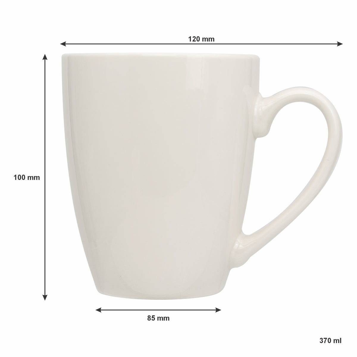REGENT WHITE BULLET SHAPE COFFEE MUGS 4PK, 370ML