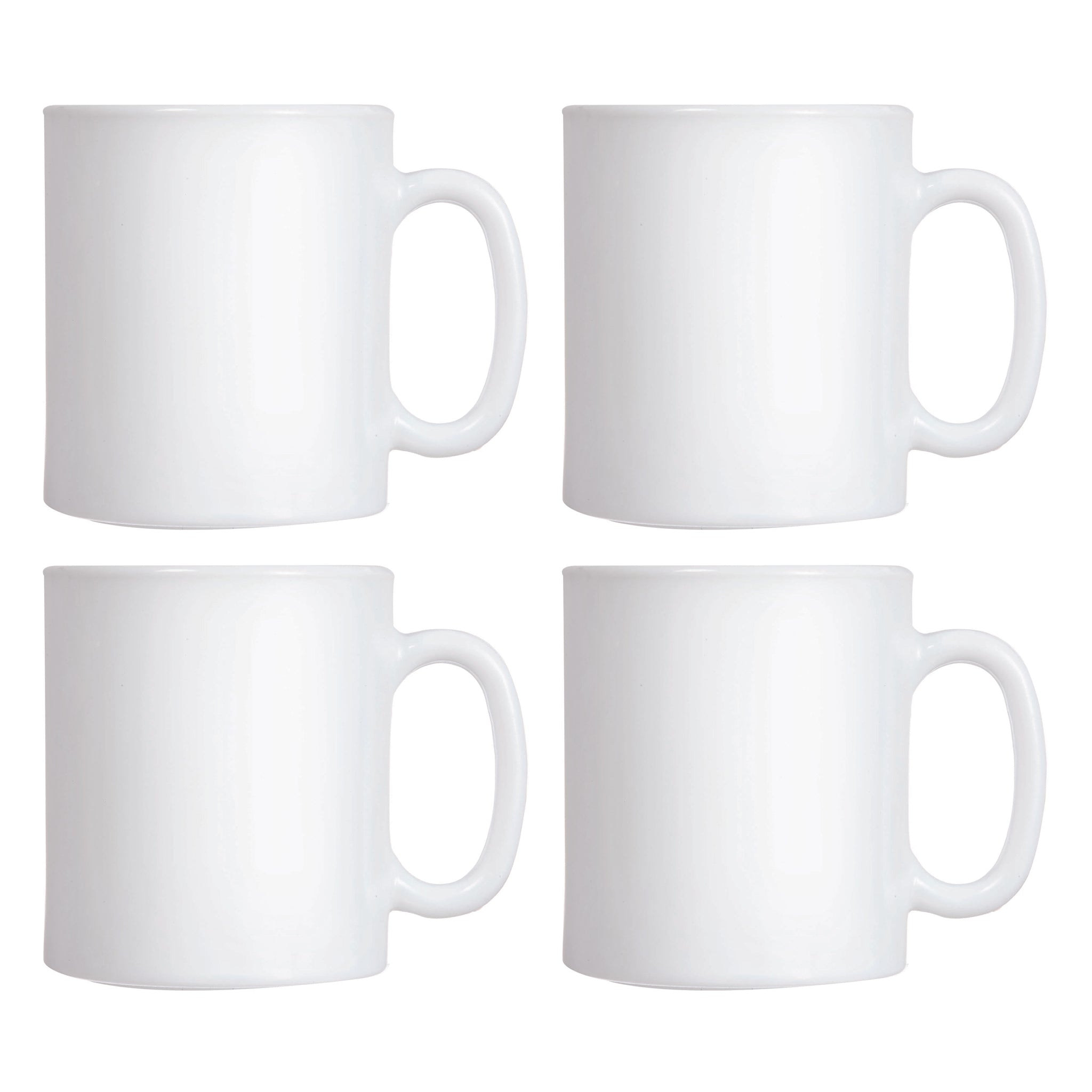 LUMINARC WHITE OPAL GLASS CAN SHAPE COFFEE MUGS 4PK, 320ML