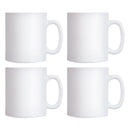 LUMINARC WHITE OPAL GLASS CAN SHAPE COFFEE MUG 4 PACK, (320ML)