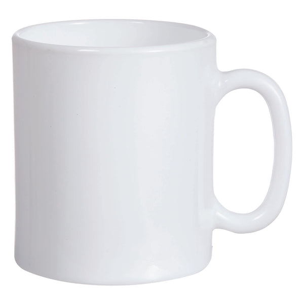 LUMINARC WHITE OPAL GLASS CAN SHAPE COFFEE MUG 4PK, 320ML