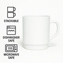 LUMINARC WHITE OPAL GLASS STACKING COFFEE MUG 4PK, 290ML