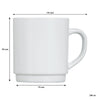 LUMINARC WHITE OPAL GLASS STACKING COFFEE MUGS 4PK, 290ML