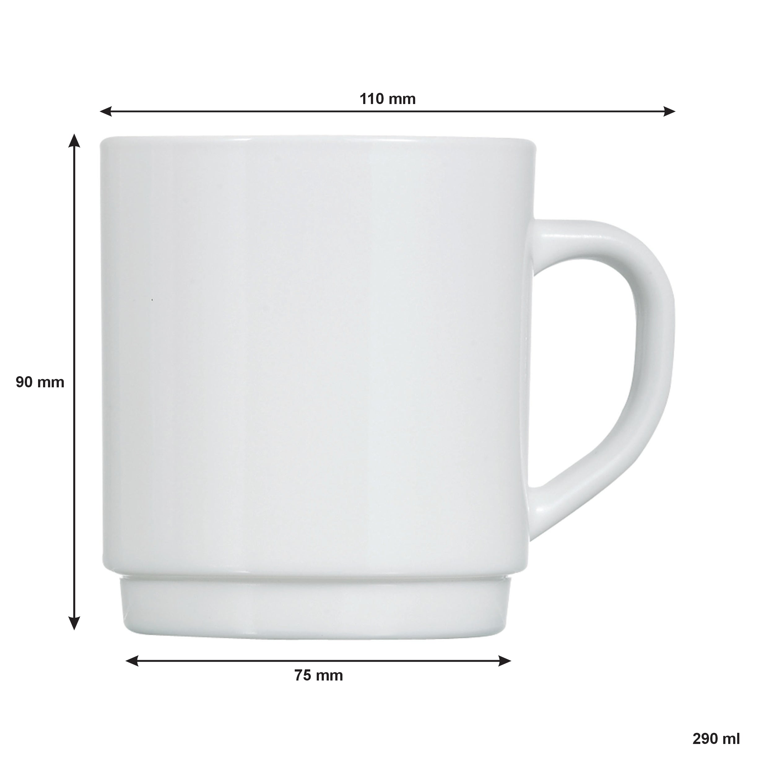 LUMINARC WHITE OPAL GLASS STACKING COFFEE MUGS 4PK, 290ML
