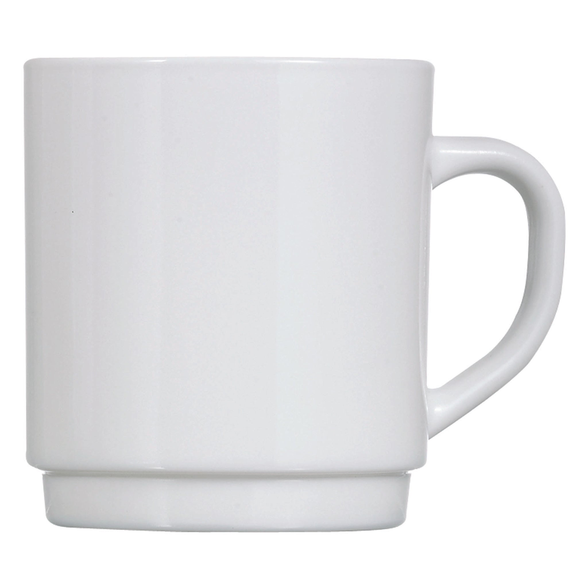 LUMINARC WHITE OPAL GLASS STACKING COFFEE MUGS 4PK, 290ML