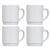 LUMINARC WHITE OPAL GLASS STACKING COFFEE MUGS 4PK, 290ML