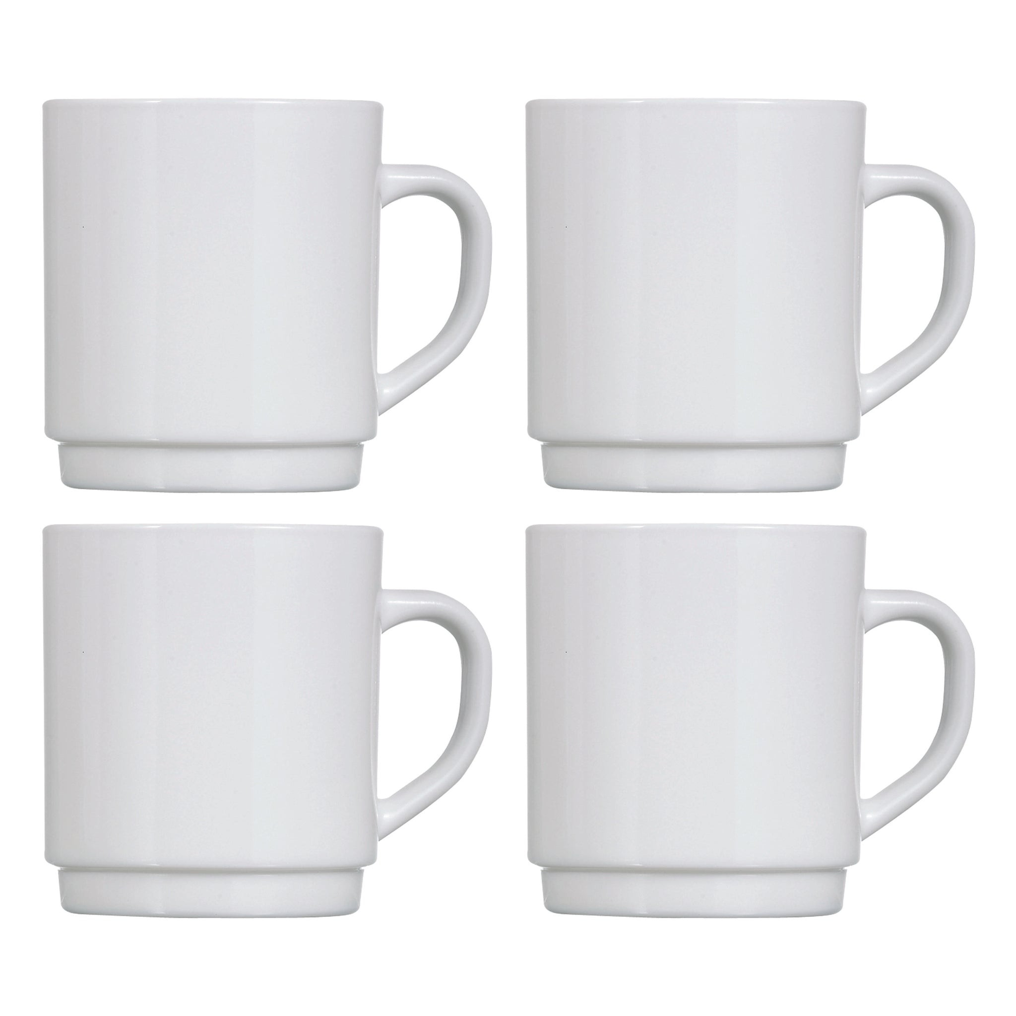 LUMINARC WHITE OPAL GLASS STACKING COFFEE MUGS 4PK, 290ML