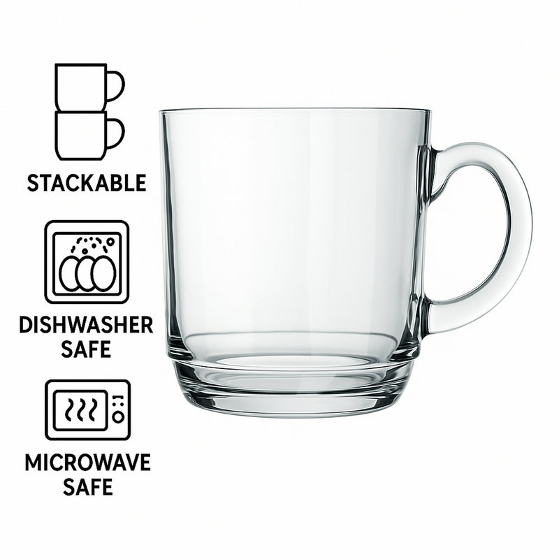 NADIR ASPEN STACKABLE GLASS MUG, (300ML)