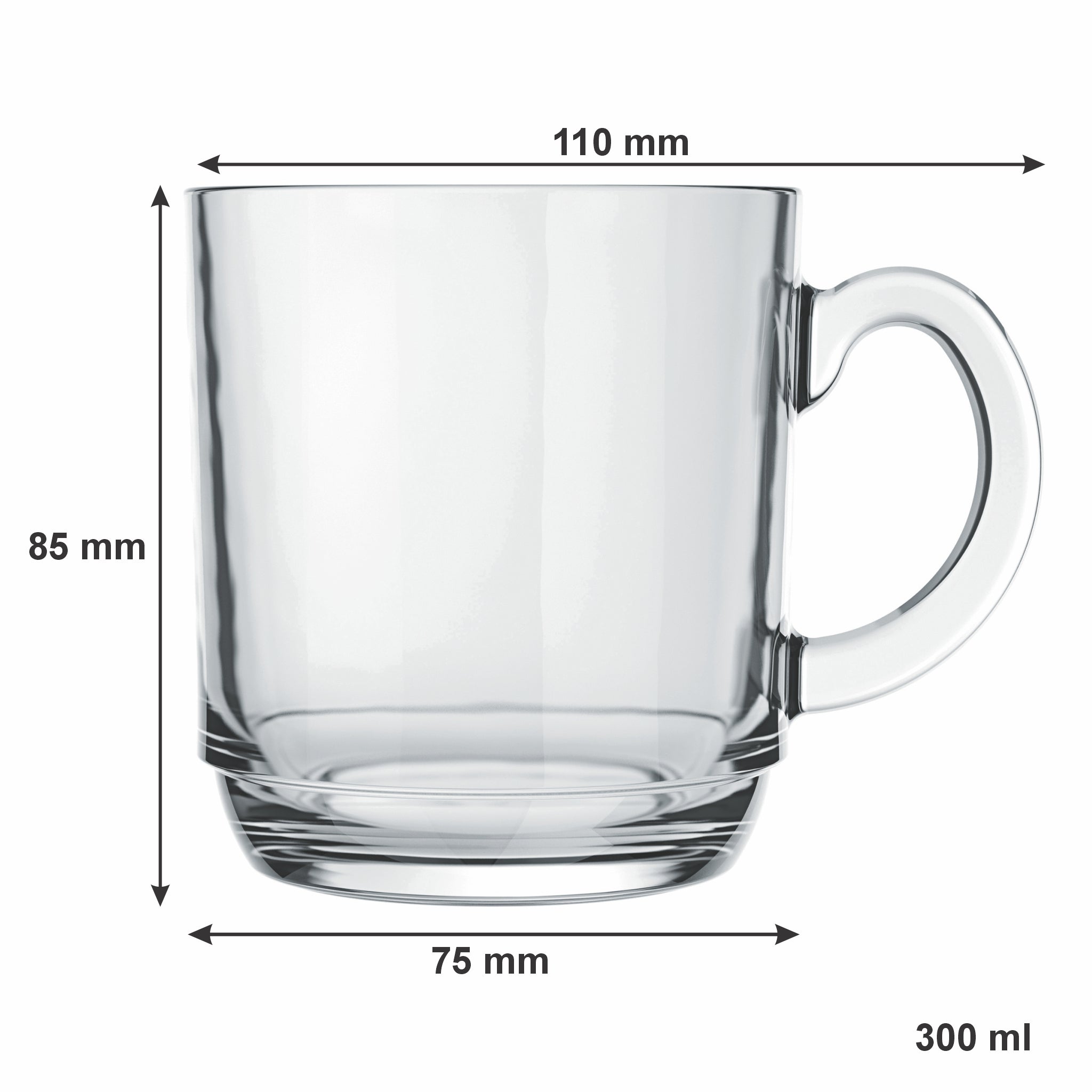 REGENT STACKABLE GLASS COFFEE MUGS 4PK, 300ML