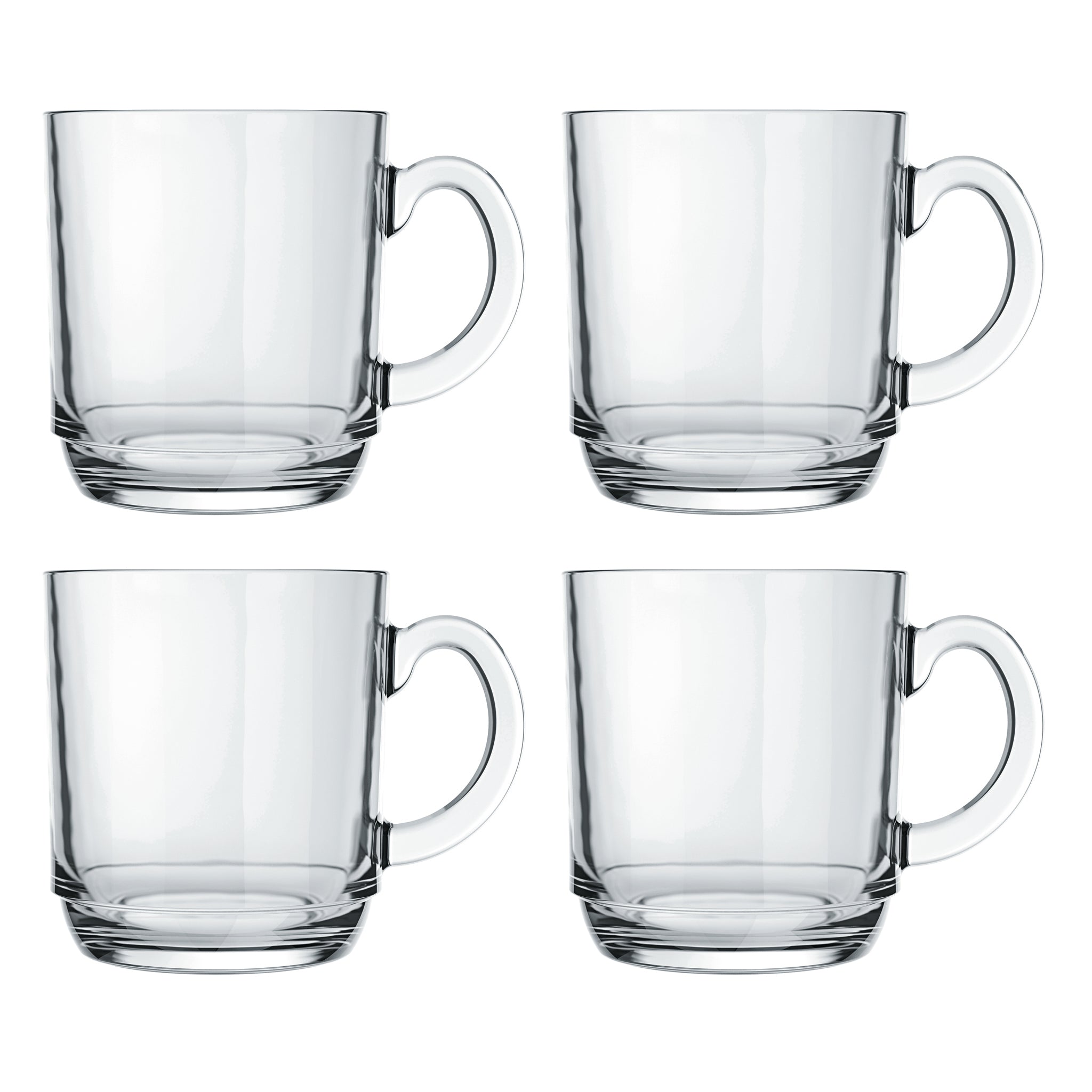 REGENT STACKABLE GLASS COFFEE MUGS 4PK, 300ML