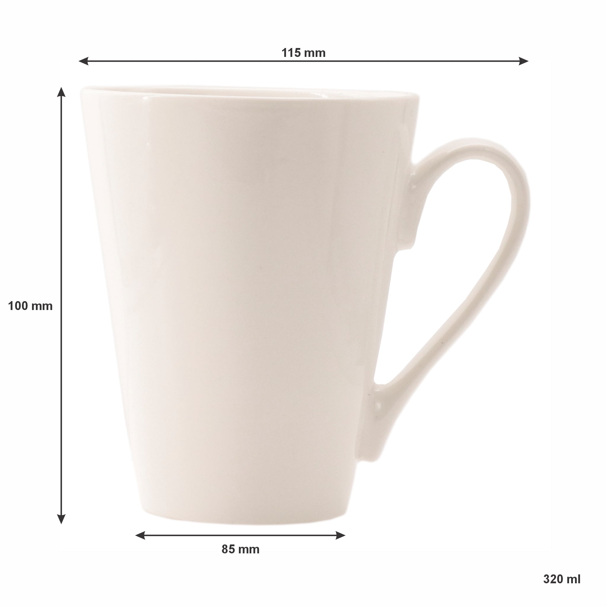 REGENT WHITE V-SHAPE COFFEE MUGS 4PK, 320ML