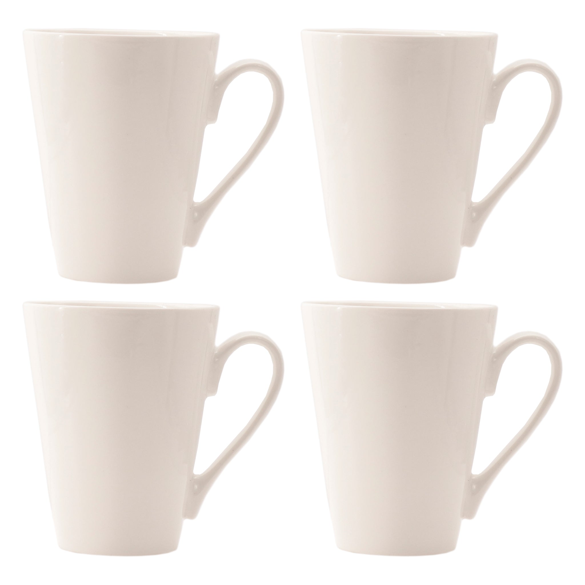 REGENT WHITE V-SHAPE COFFEE MUGS 4PK, 320ML