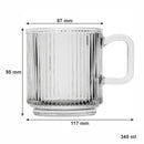 REGENT GLASS RIBBED MUG 4 PACK, (340ML)