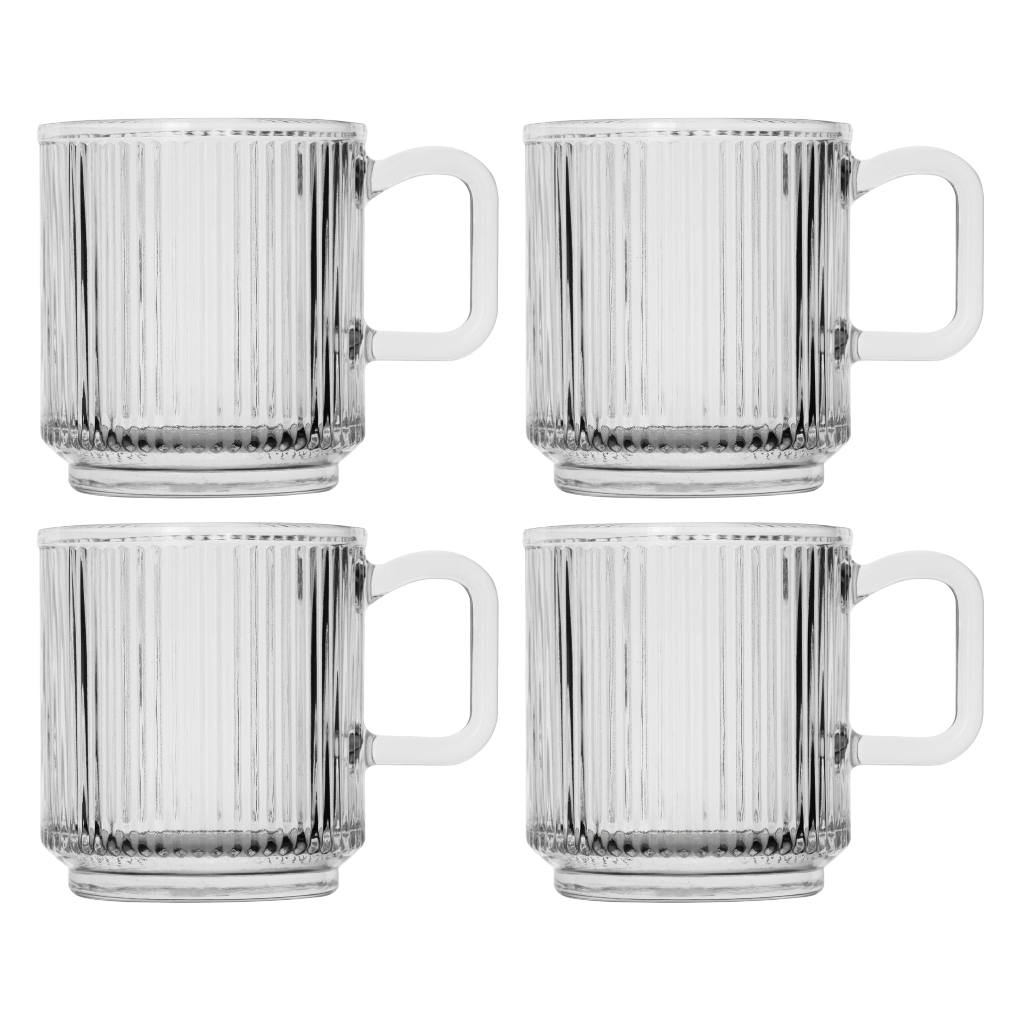 REGENT GLASS RIBBED MUG 4PK, 340ML
