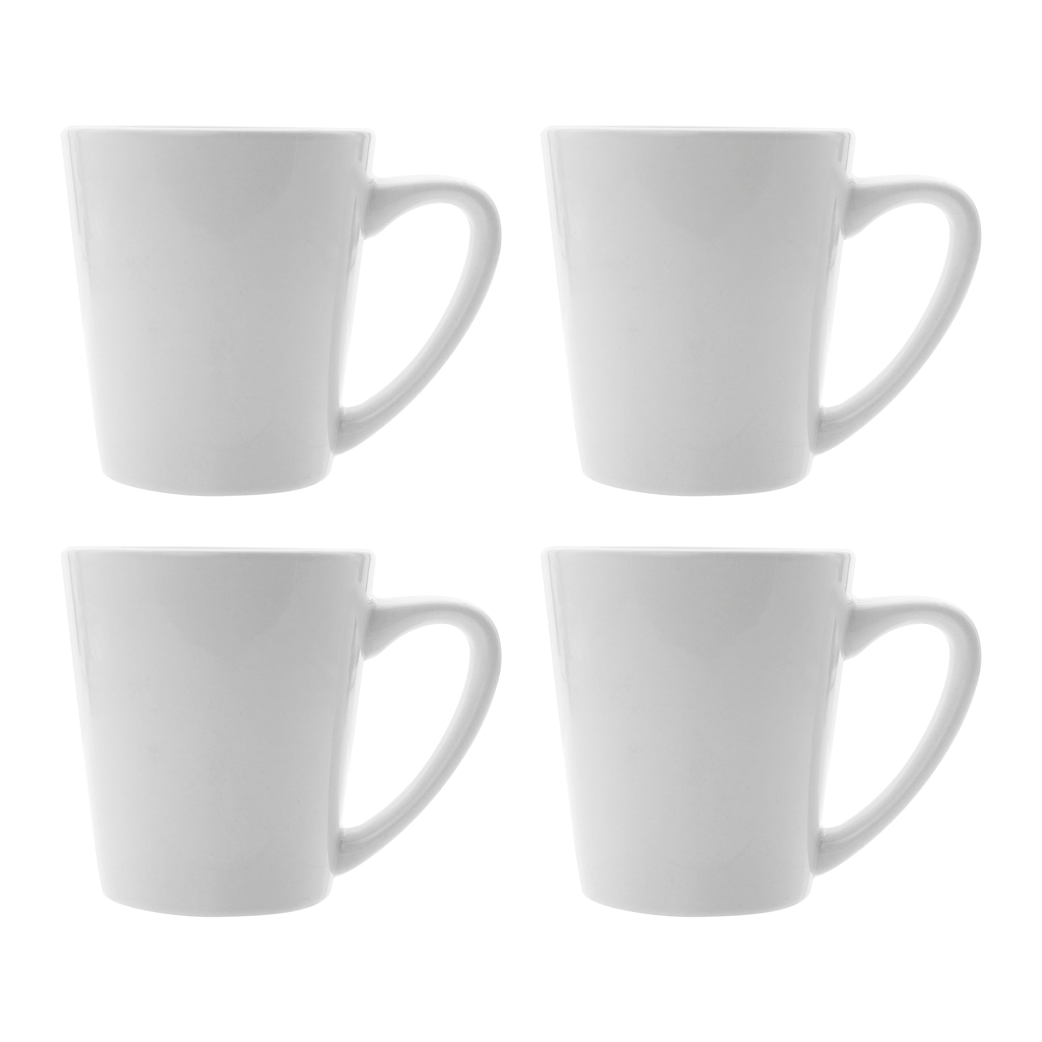 REGENT WHITE V-SHAPE COFFEE MUG 4PK, 380ML