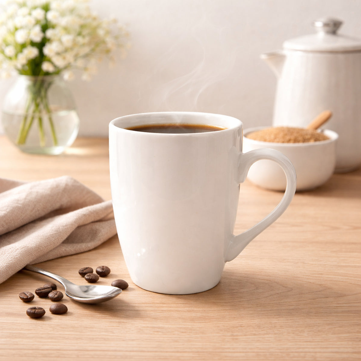REGENT WHITE BULLET SHAPE COFFEE MUGS 4PK, 350ML
